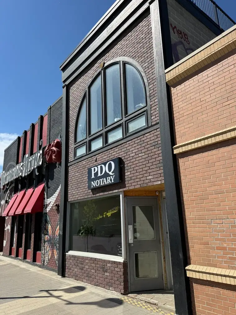 The PDQ Notary storefront in downtown Grande Prairie